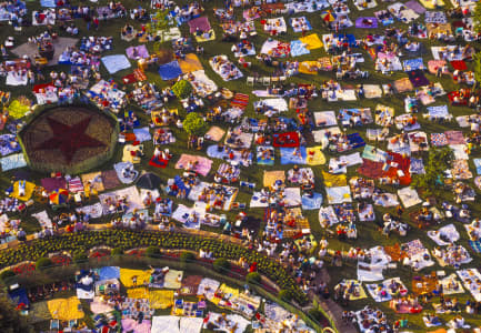 Aerial Image of WINDSOR,ONTARIO WAITING FOR FIREWORKS SHOW.